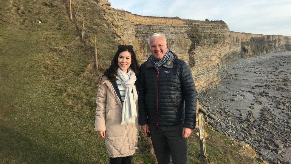 Sabrina and fellow weather presenter Derek Brockway out walking together