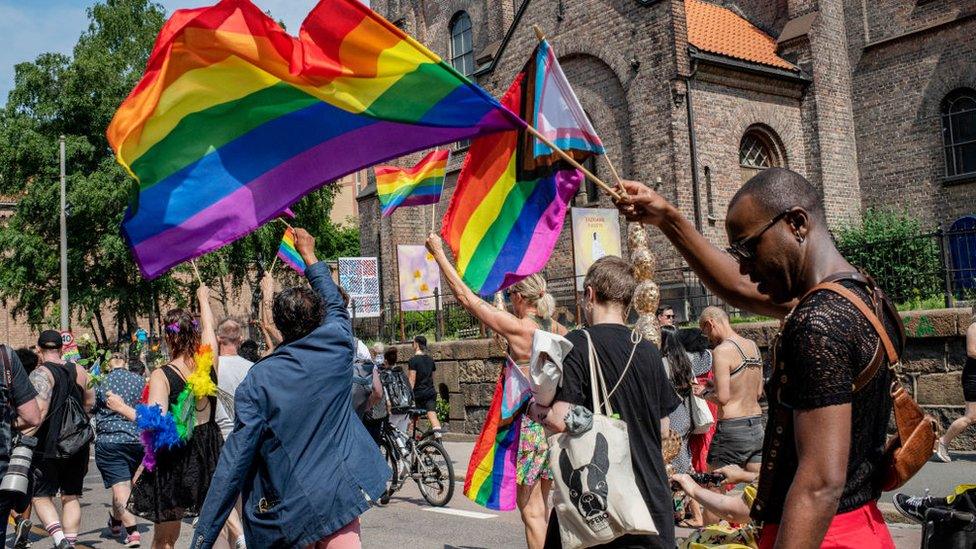 People take part in a protest march in Oslo. Photo: 25 June 2022