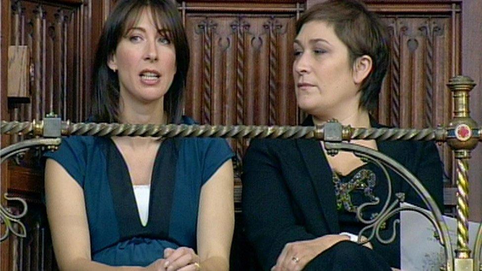 Samantha Cameron and Sarah Vine in Parliament