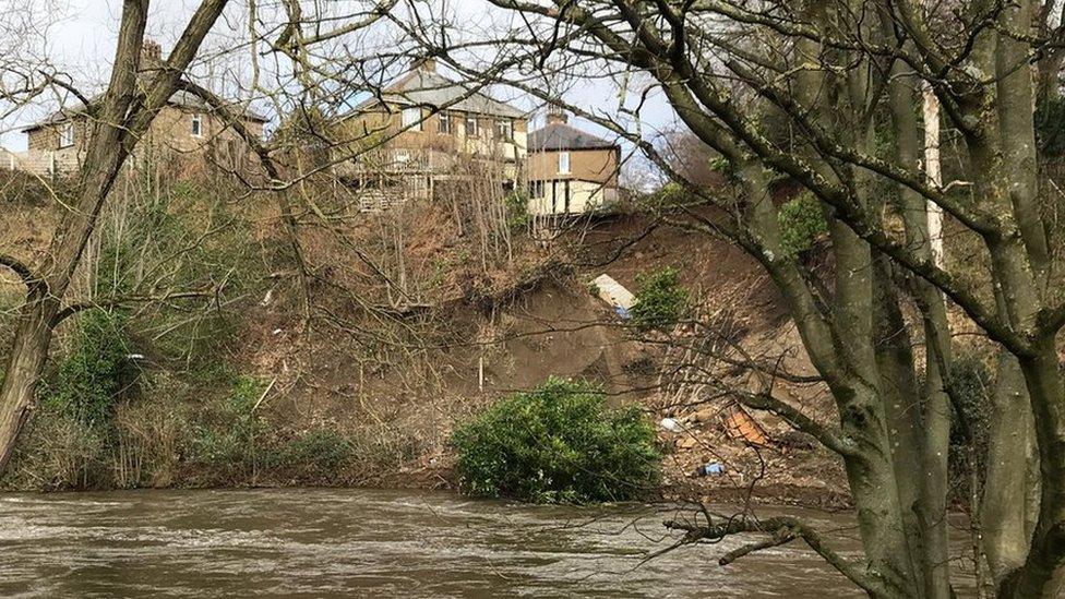 Houses with a landslip