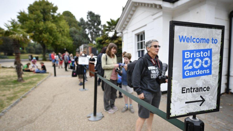 People queued up before it opened on Saturday