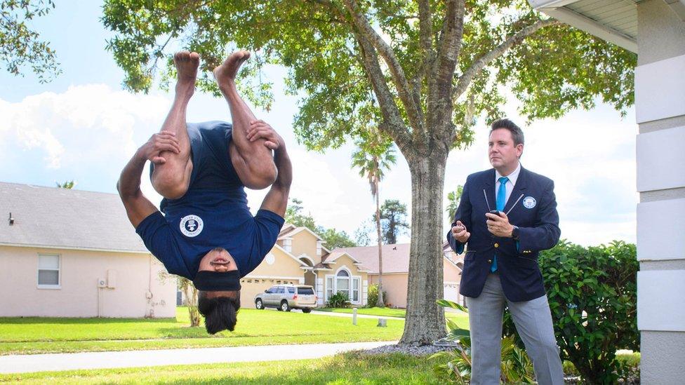 Dinesh Sunar breaks the record for Most blindfolded standing backwards somersaults in one minute