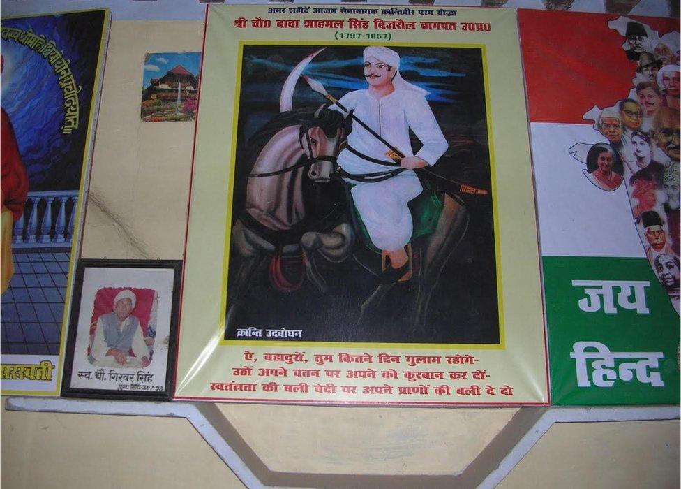 Painting of legendry leader Baba Shah Mal at the house of his family in village Bijrau