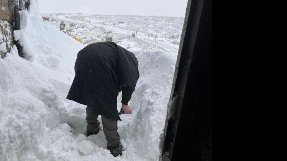 Staff digging their way out at the Tan Hill Inn