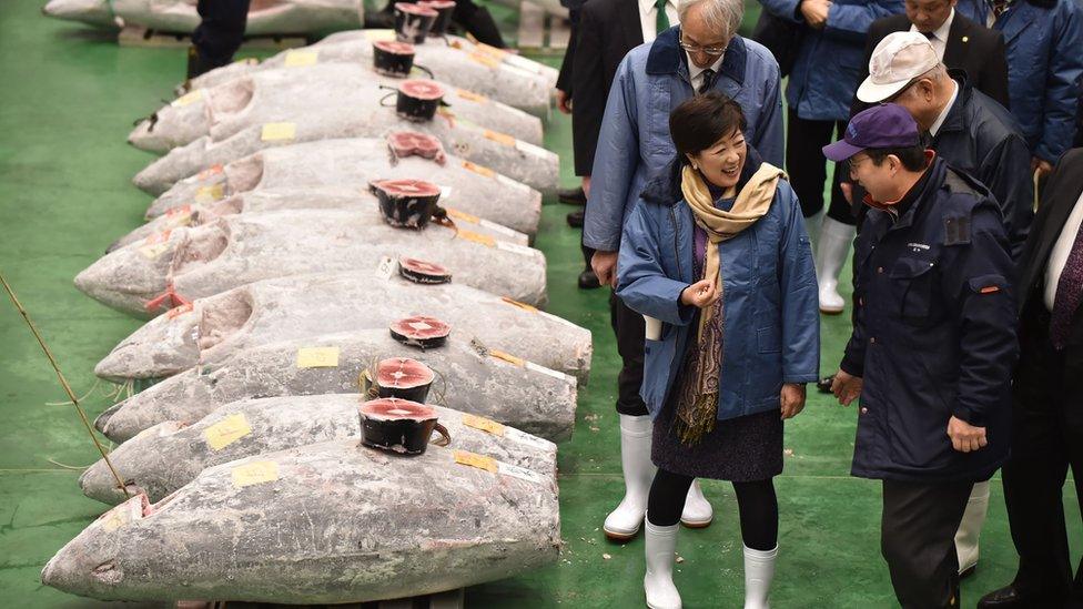 Tokyo Governor Yuriko Koike at Toyosu, 5 January 2019