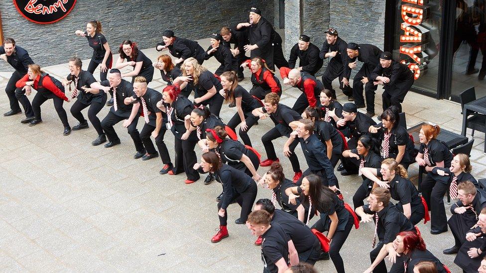 TGI Fridays team doing haka