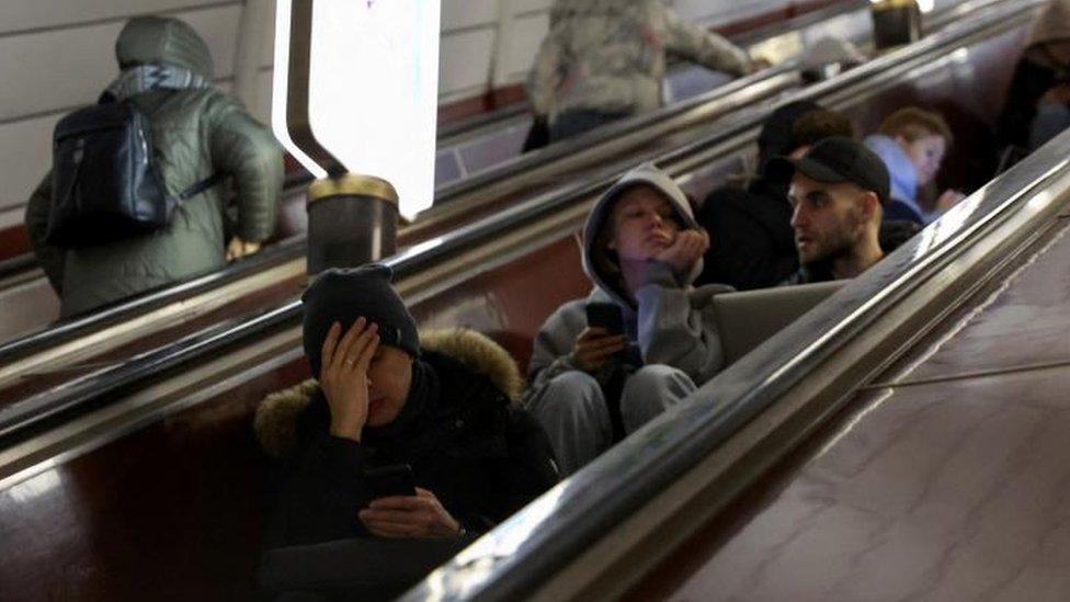 Residents of Kyiv shelter in a metro station