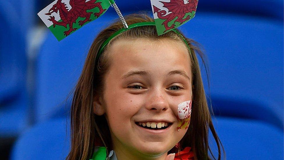 A young Wales supporter at Lyon's Stade des Lumieres