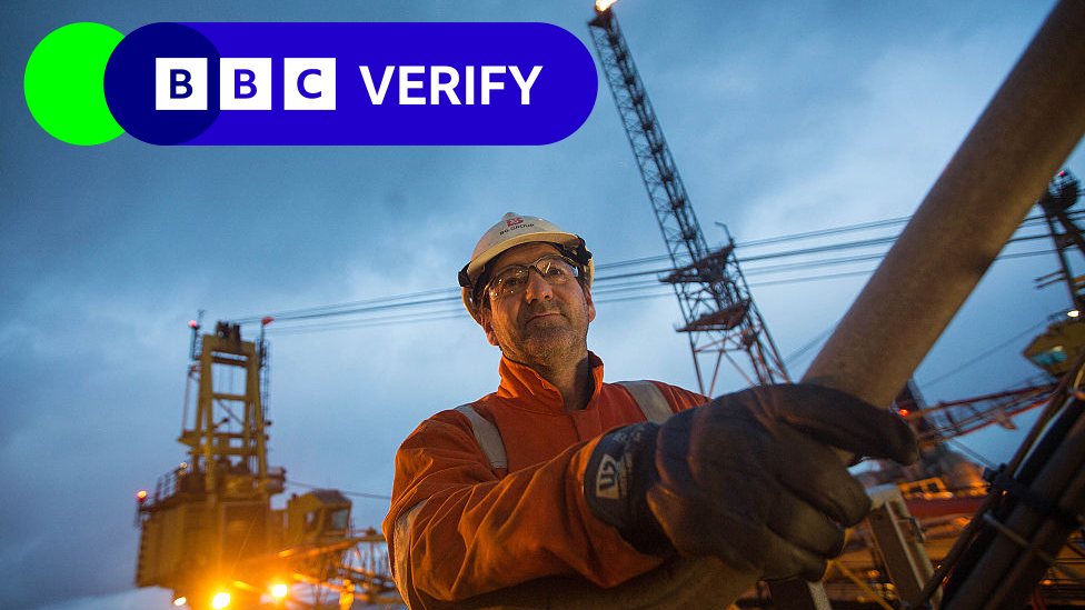 A worker on a gas platform in the North Sea