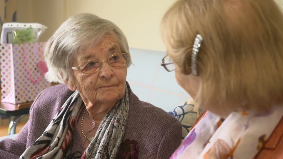 Gladys Vautier speaking to Pauline Botting