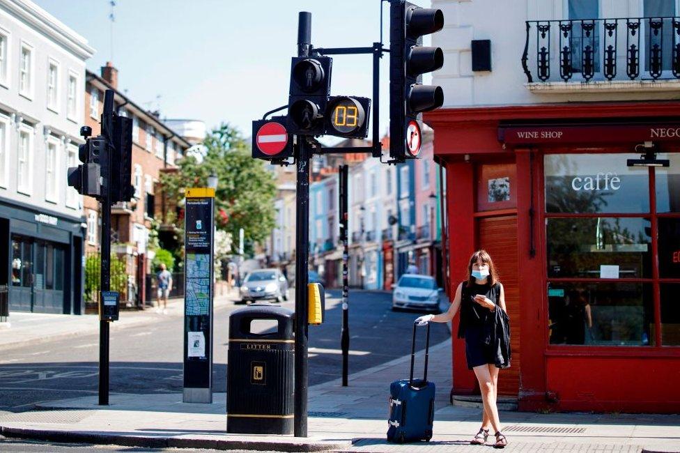 woman at road crossing