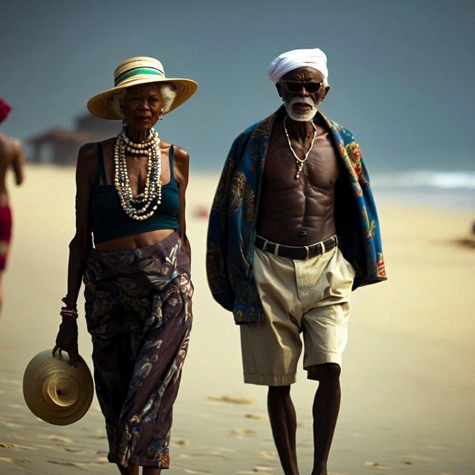 Elderly couple on the beach