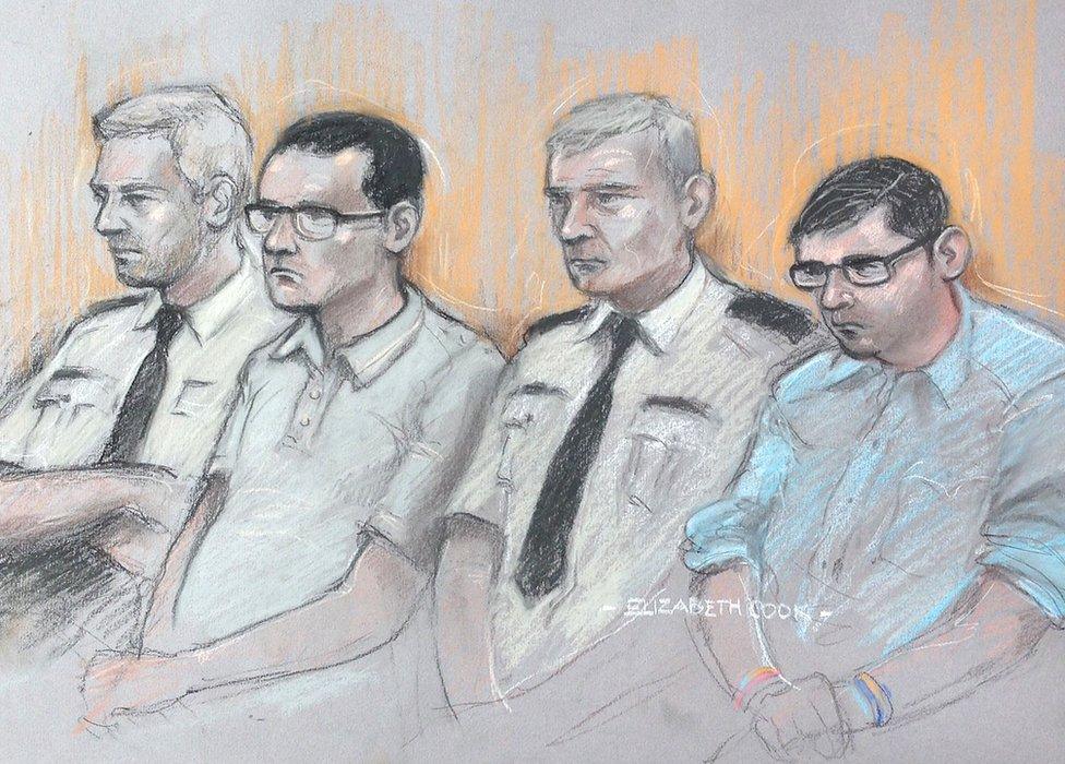 Stephen Beadman (second left) and Luke Harlow (right) at Nottingham Crown Court