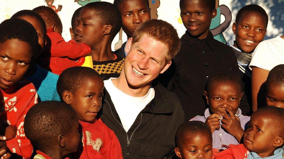 Prince Harry at Mants'ase children's home while on a return visit to Lesotho in April 2006