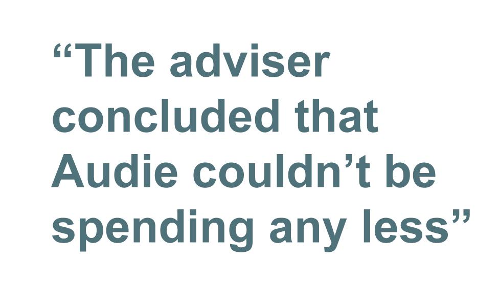 Quotebox: The adviser concluded that Audie couldn't be spending any less