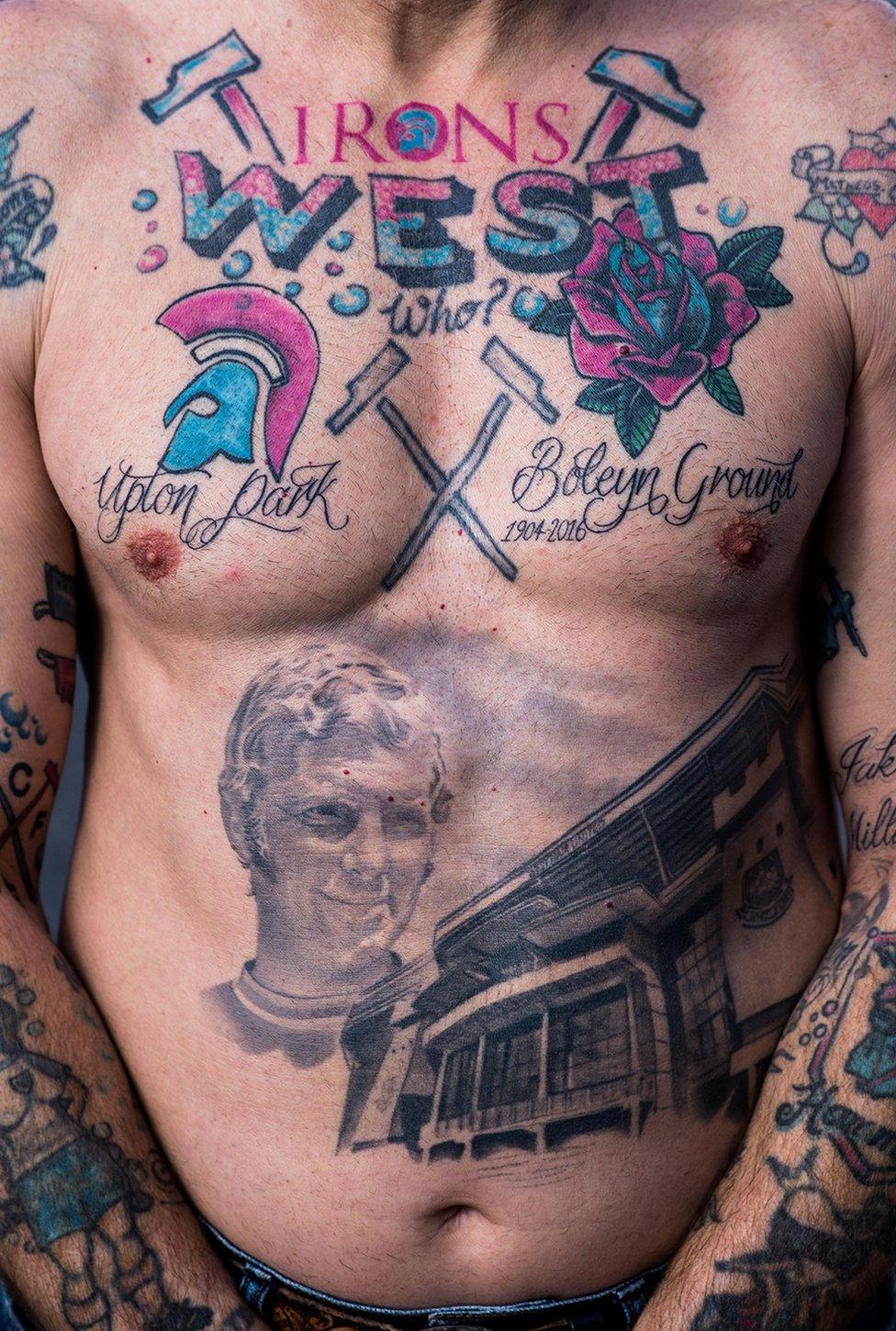 Tattoo's on fan's chest