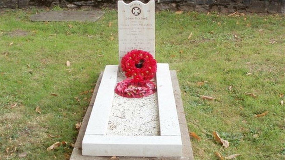 John Fielding is buried at St Michael's Church, Llantarnam