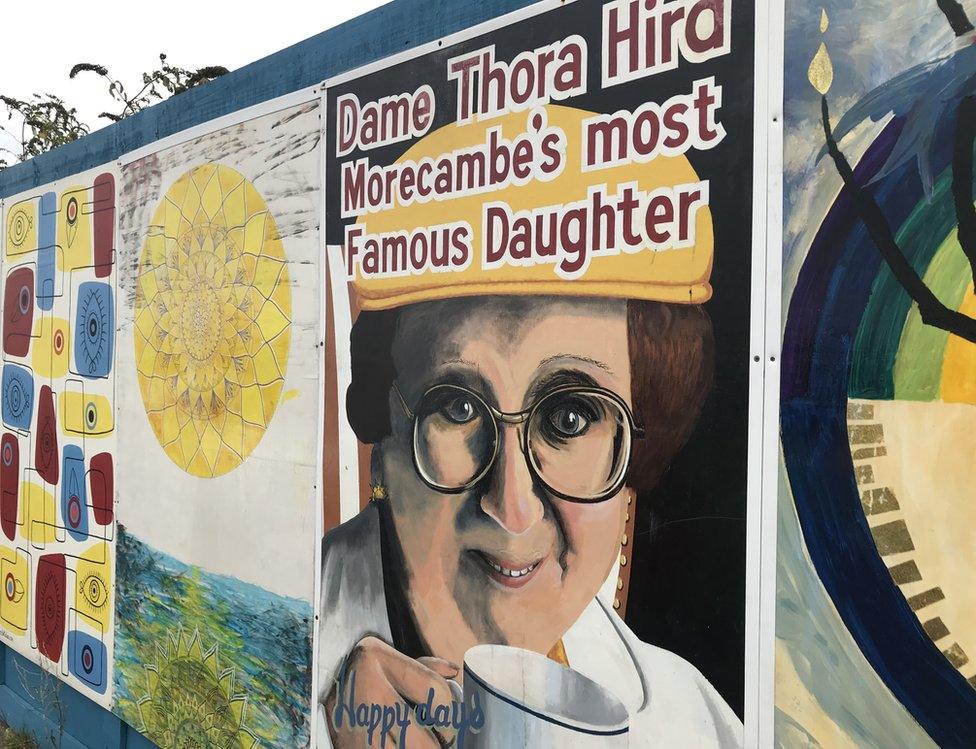 Dame Thora Hird mural on fence