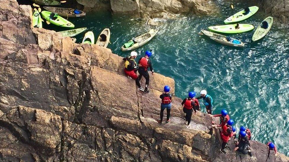 coasteering group in Wales