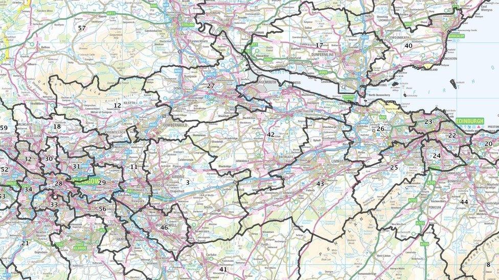 Map of new constituency boundaries