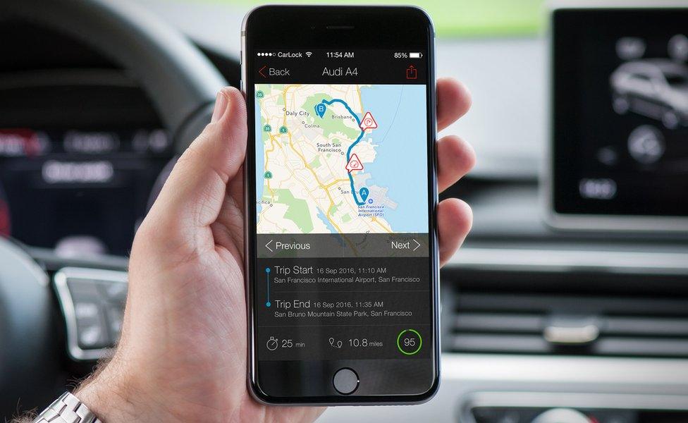 Close up of CarLock app