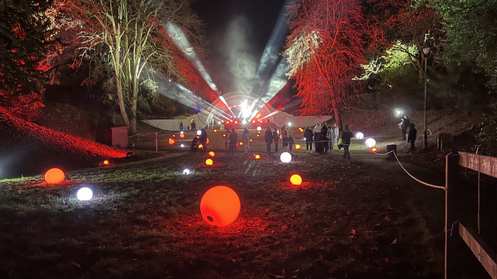 An outdoor light show