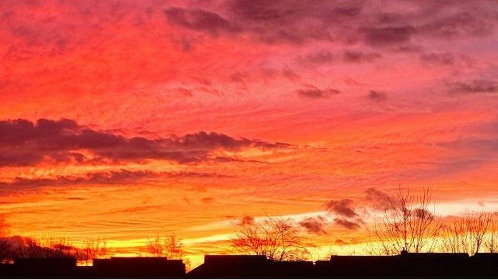 Orange and pink sky over Sherborne
