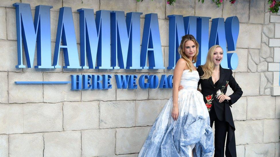 Lily James and Amanda Seyfried at the Mamma Mia! Here We Go Again premiere