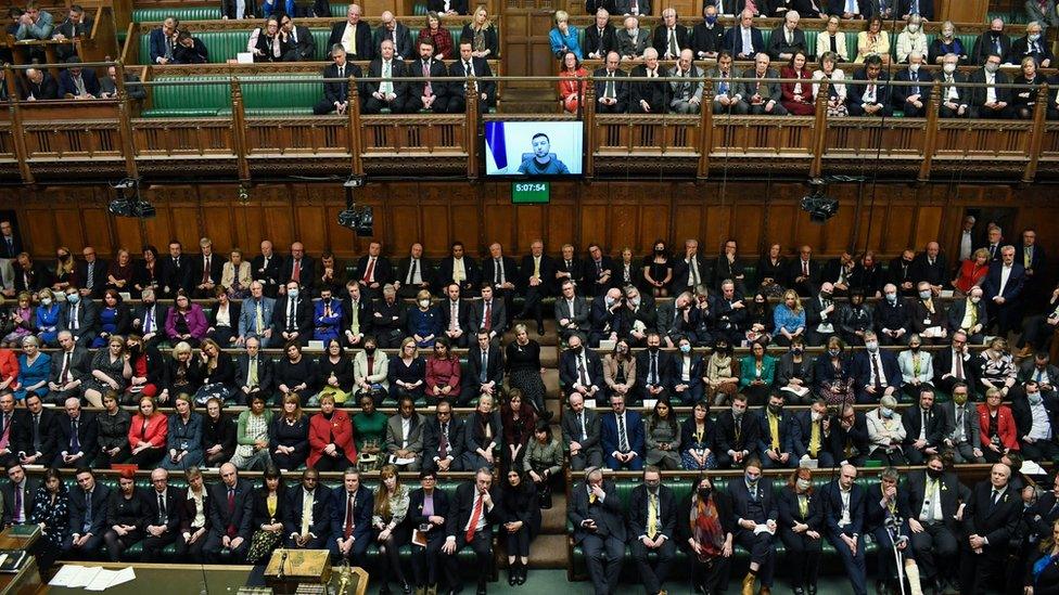 Volodymyr Zelensky addressing the house of commons