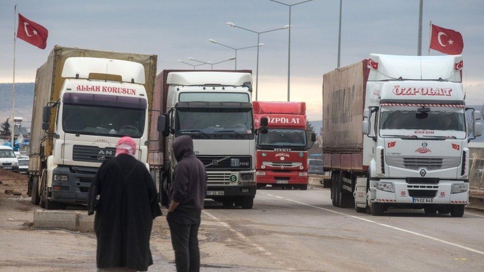 The closed Turkish border gate on 7 February 2016 in Kilis, Turkey