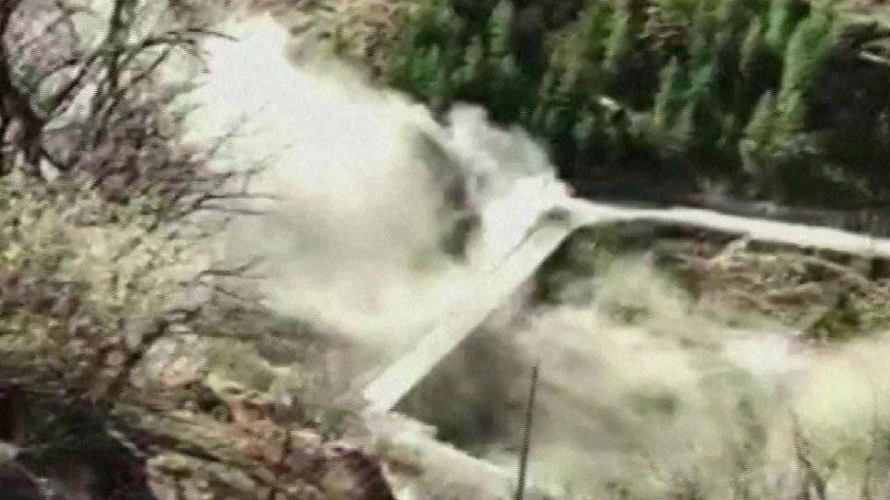 Moment the dam bursts in India