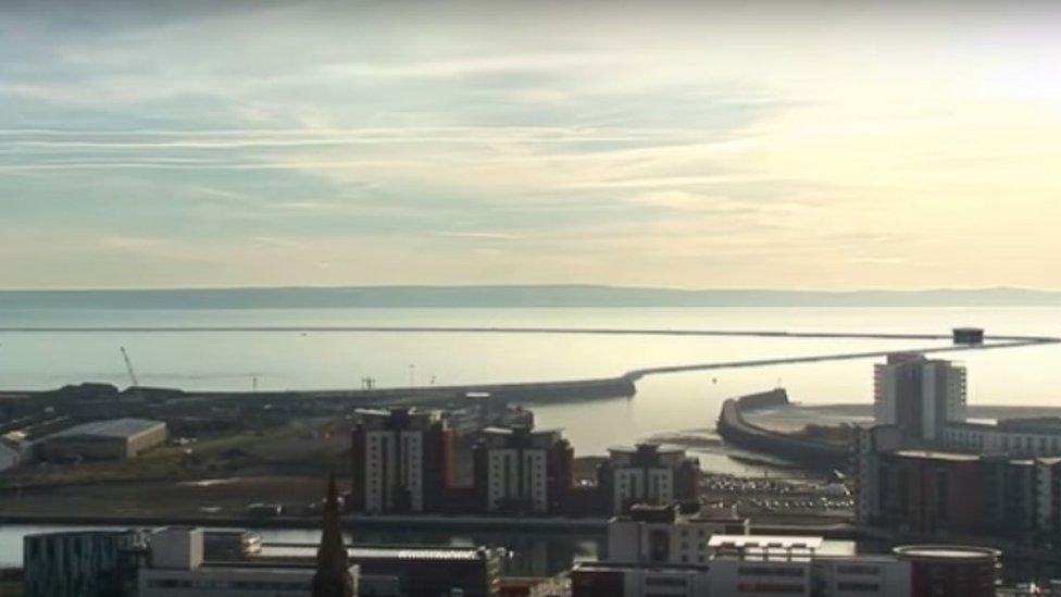 Artist's impression of the lagoon across Swansea Bay