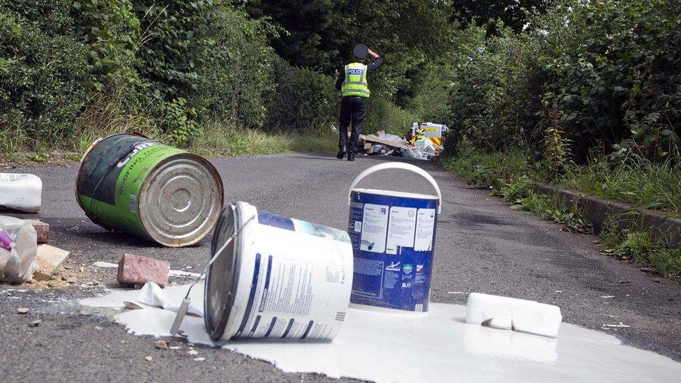 The fly-tipped rubbish