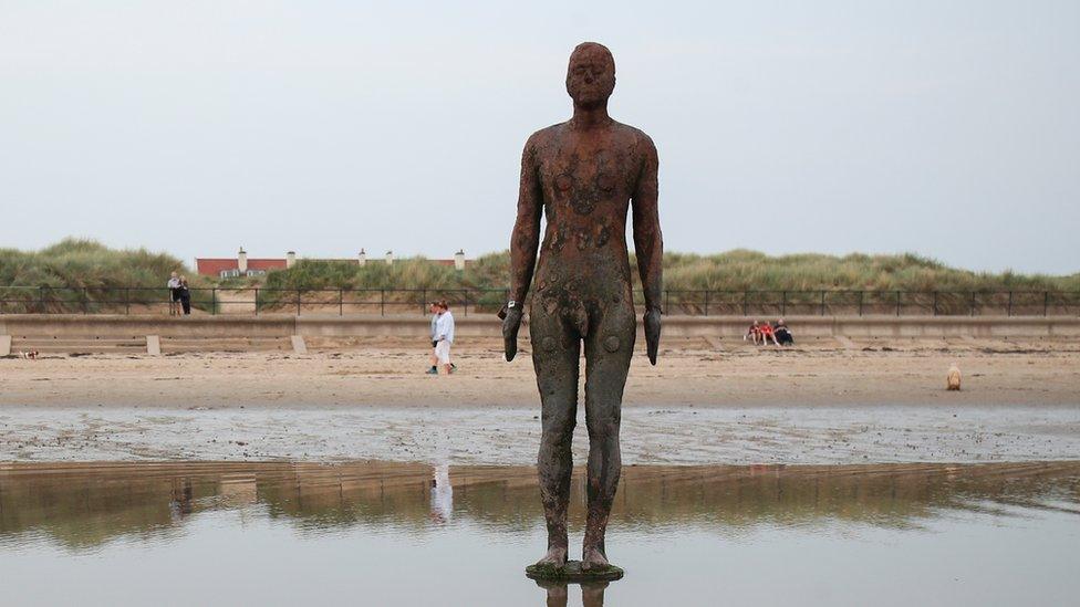 Statue "Another Place" by Antony Gormley on Crosby beach