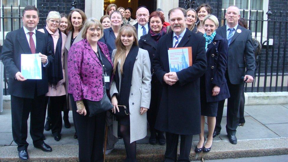 Delyth Jewell outside Number 10 Downing Street