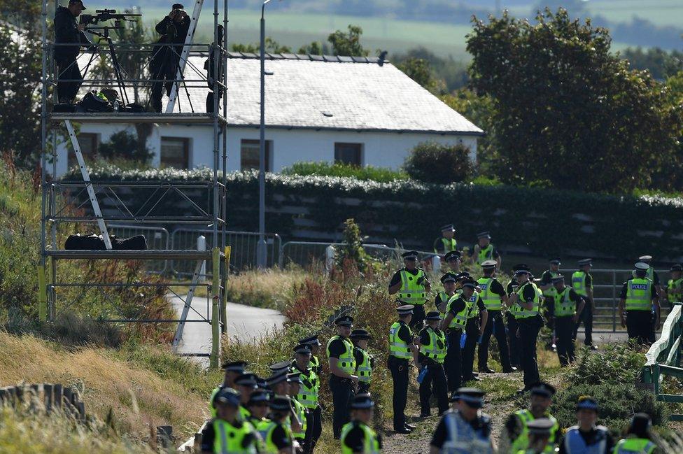 A heavy police presence