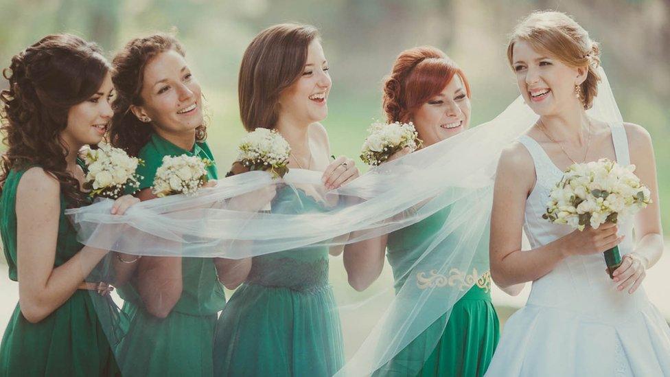 Bridesmaids with a bride