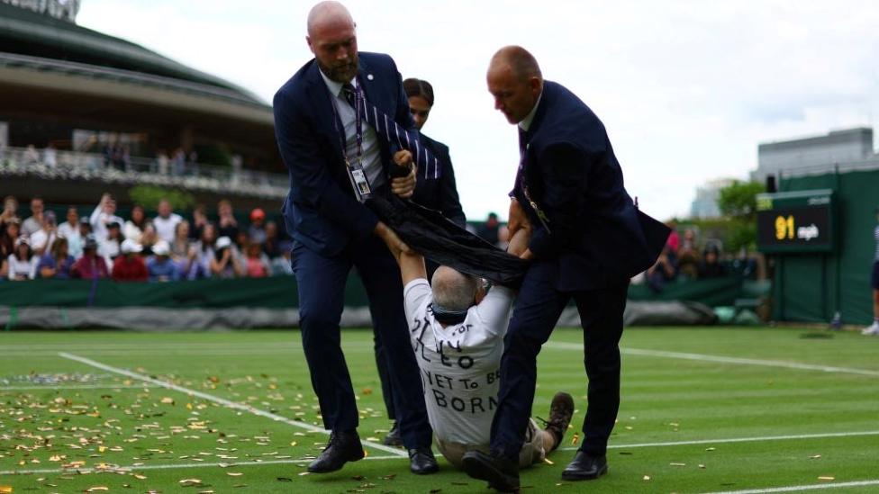 Protester at Wimbledon