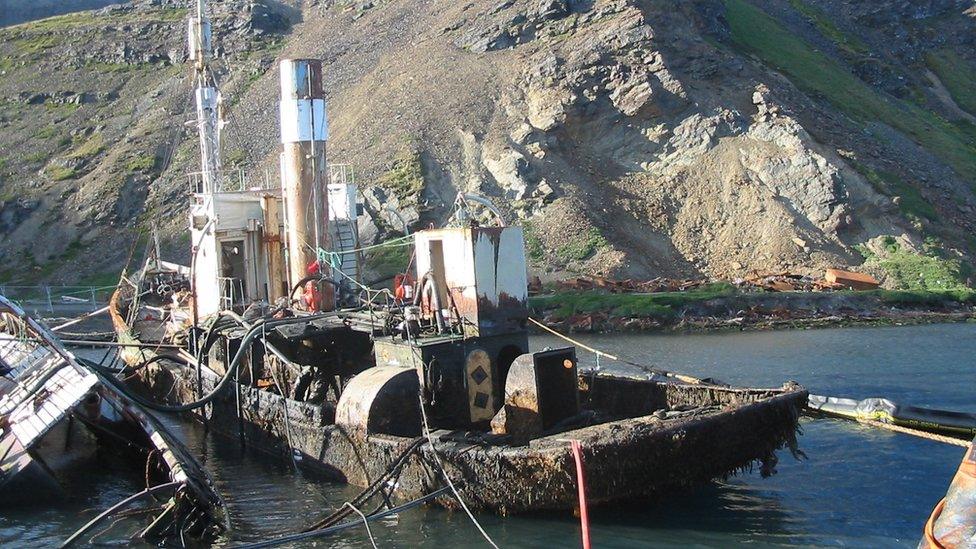 The Viola - also known as the Dias - has been rusting in South Georgia for decades