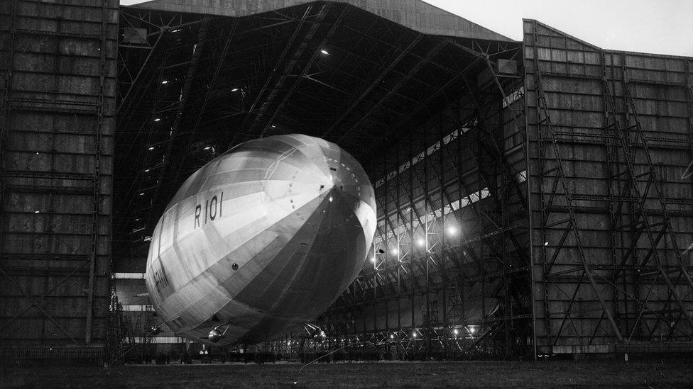 The R101 in Hangar 1 at Cardington