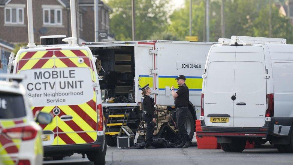 Emergency services at the scene in Grimethorpe on Wednesday evening