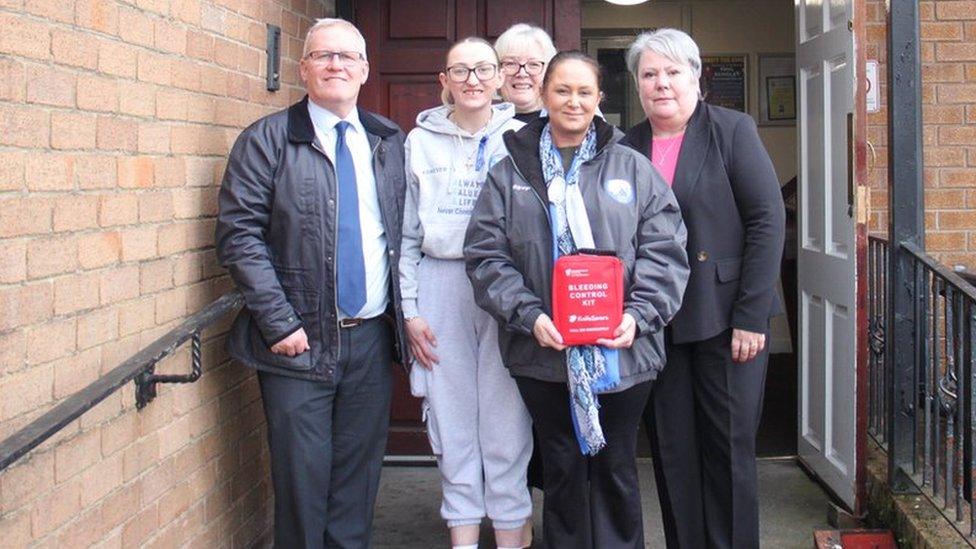 Operations manager Brian Lowry, Ava’s aunt June White, finance director Jill Boggan, Ava’s mum Leeann White and area manager Kim Schofield