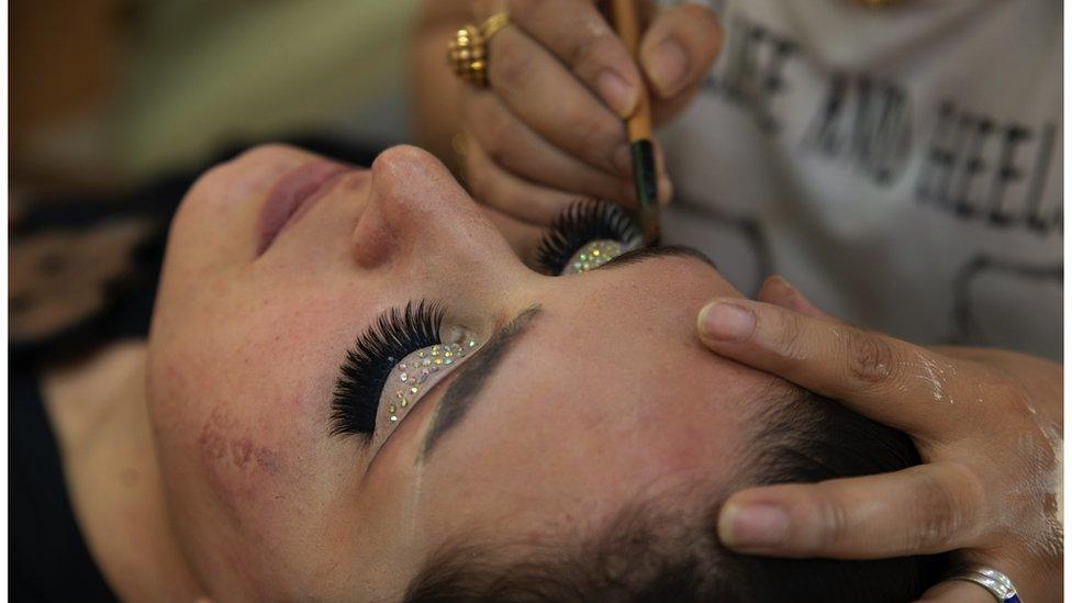 A general view of a beauty salon in Kabul on 8 July, 2023 before it's shut down by the Taliban