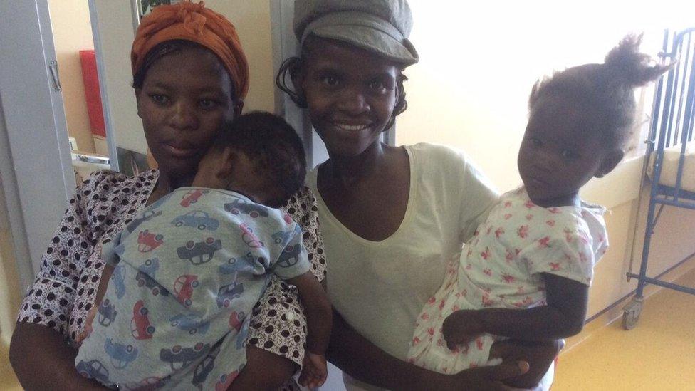 Two women and their children at St Mary’s Rehoboth District Hospital