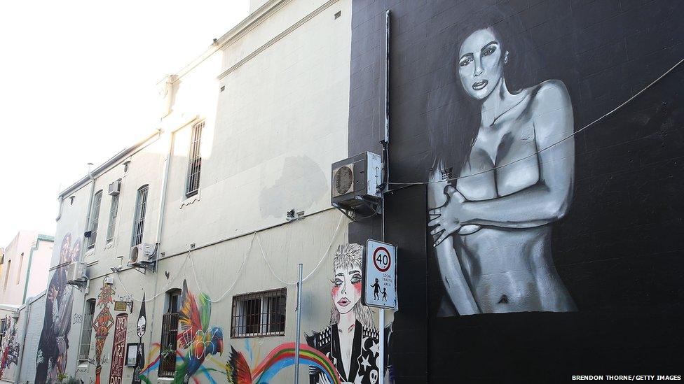 The naked Kim Kardashian mural in Sydney.