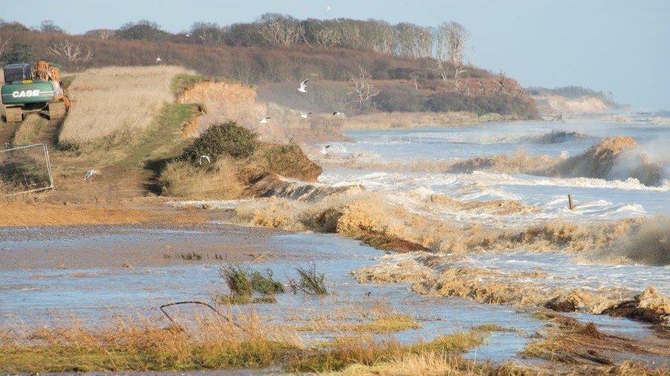 The damage at Easton Bavents after the tidal surge