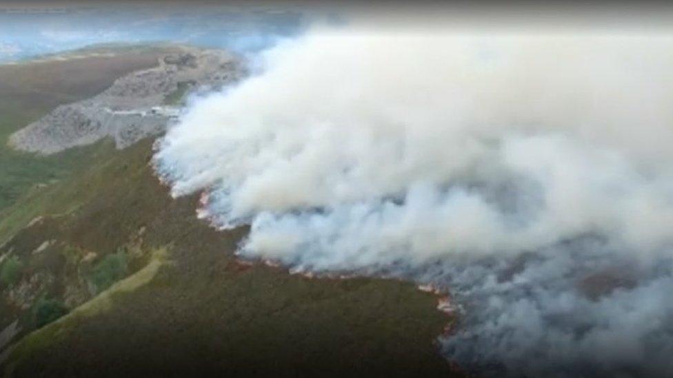 The blaze at Llantysilio, Denbighshire