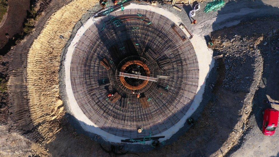 wind turbine base from the air