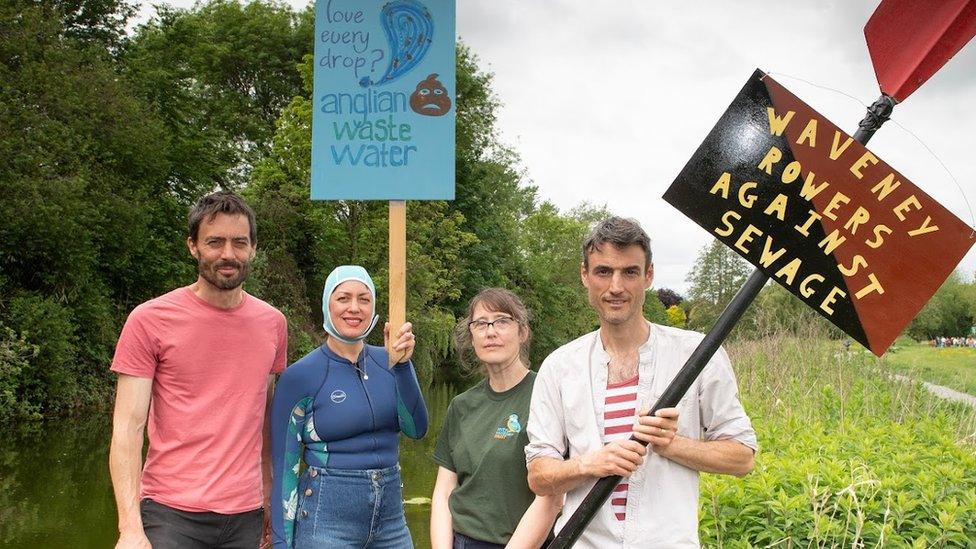 Protestors holding placards in Bungay, Suffolk