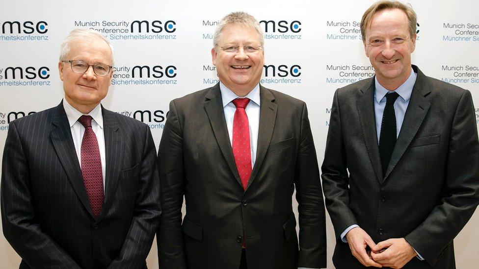 Spy chiefs, L-R: Bernard Emie (DGSE), Bruno Kahl (BND), Alex Younger (MI6)